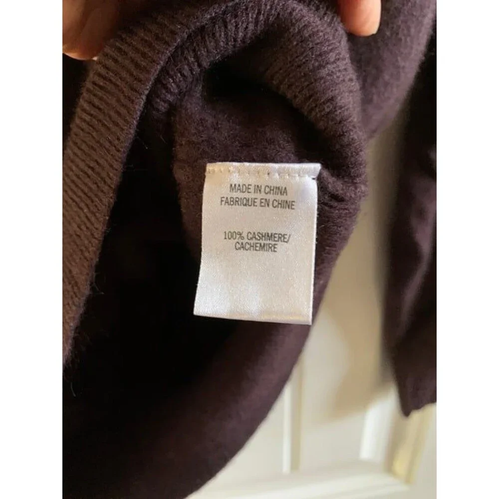 Theory Womens 100% Cashmere Deep Purple Crewneck Sweater | Large - Picture 4 of 5